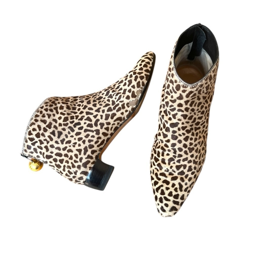 Walter Steiger Leopard Print Pony Hair Ankle Back Zipper with Ball Pull